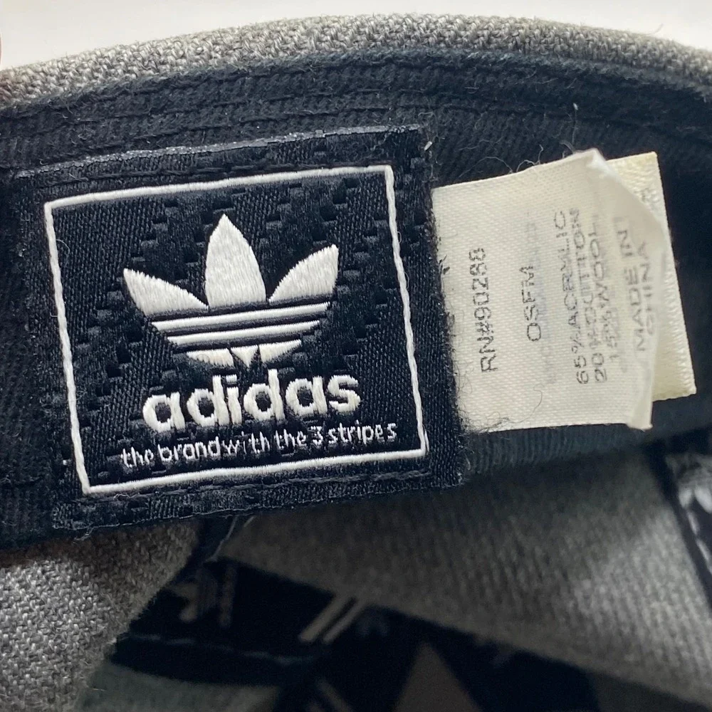 Adidas Originals Trefoil Snapback Hat Men OSFM‎ Grey Purple Wool Blend Flat Brim